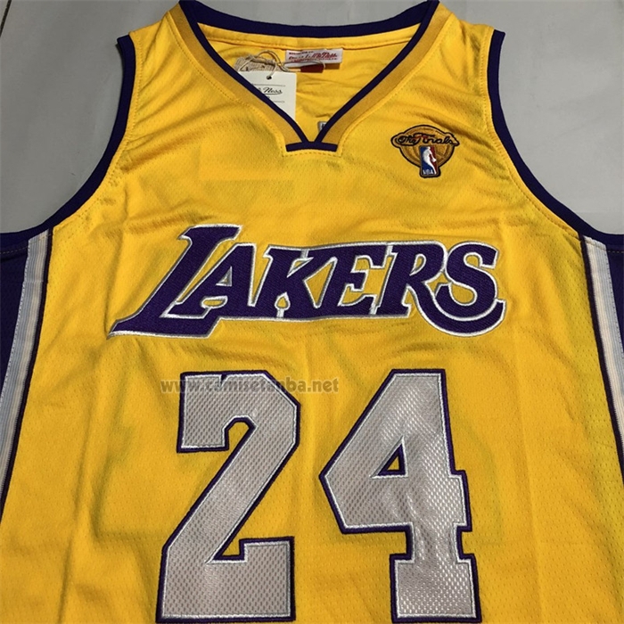 Camiseta Los Angeles Lakers Kobe Bryant NO 24 Mitchell & Ness 2009-10 Amarillo